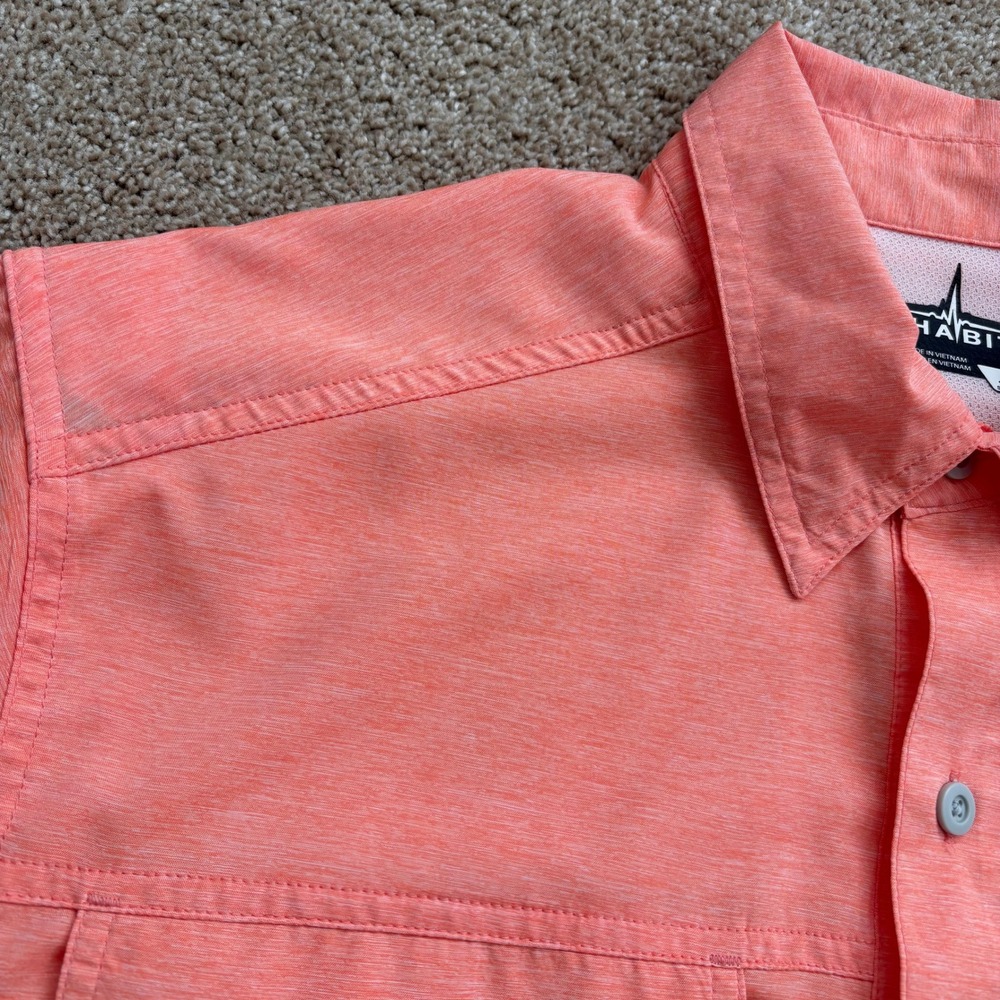 Habit Mens Fishing Shirt Large Coral Short Sleeve UPF 40 Vented Performance Top - Picture 6 of 16